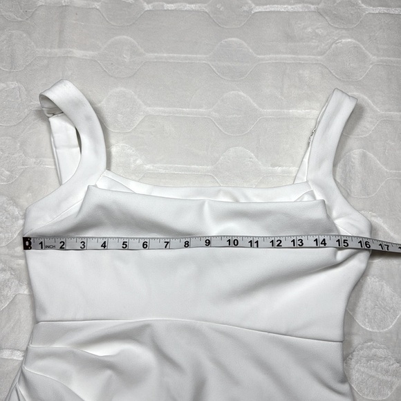 Bella Vista Womens White Cowl Neck Bodycon Mini Dress Thick Straps Size L - Picture 2 of 10